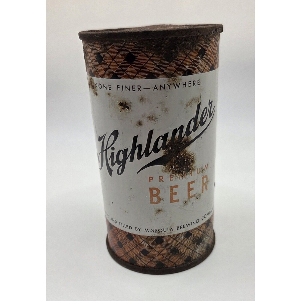 VTG 50s Highlander Premium Beer Can 12 Oz Missoula Montana Brewing Company Flat - Picture 3 of 6